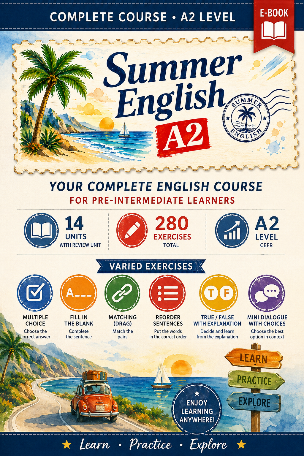 Copertina del Summer Book A2 — Summer English A2, e-book interattivo