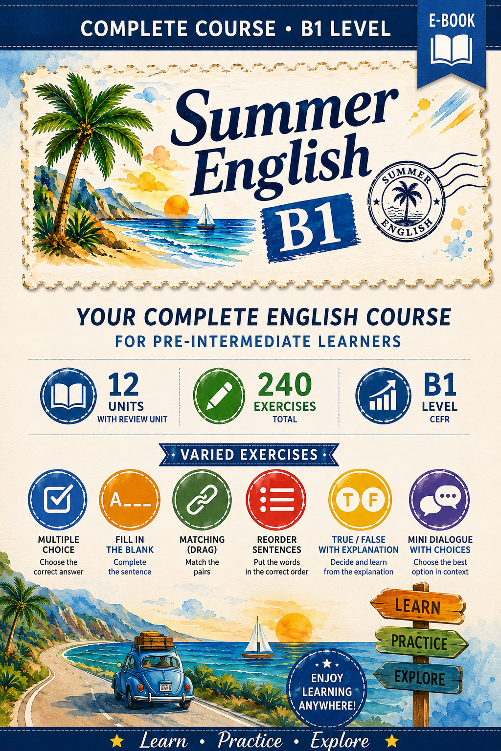 Copertina del Summer Book B1 — Summer English B1, e-book interattivo