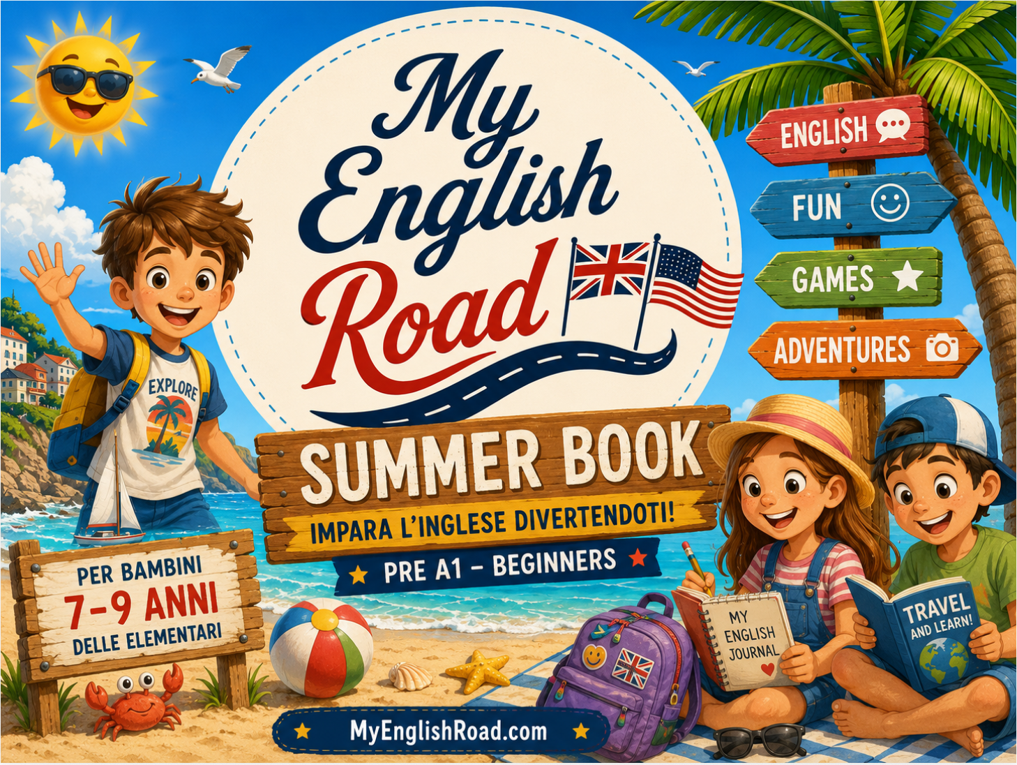 Copertina del Summer Book Pre A1 — per bambini 7-9 anni delle elementari